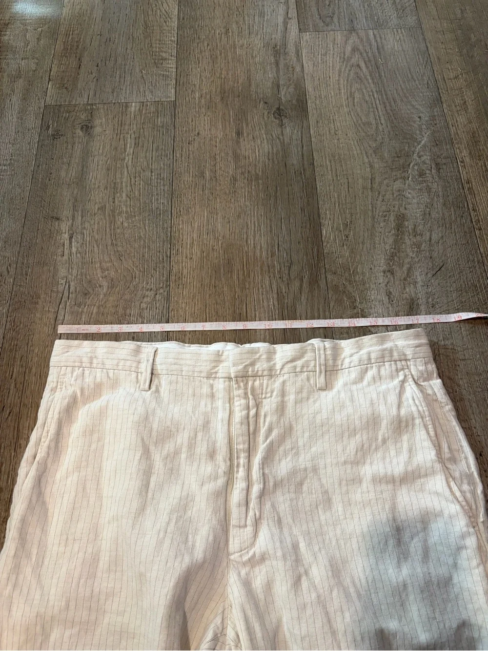 Banana Republic Cream Pinstripe Linen and Cotton Pants Lightweight Breathable